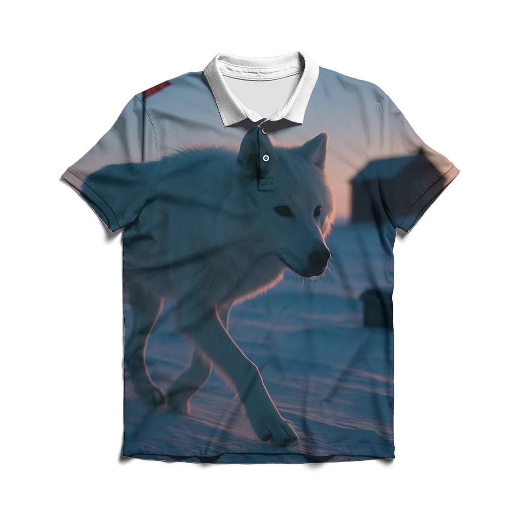 Arctic Wolf Along The Permafrost Survey Line classic pique polos