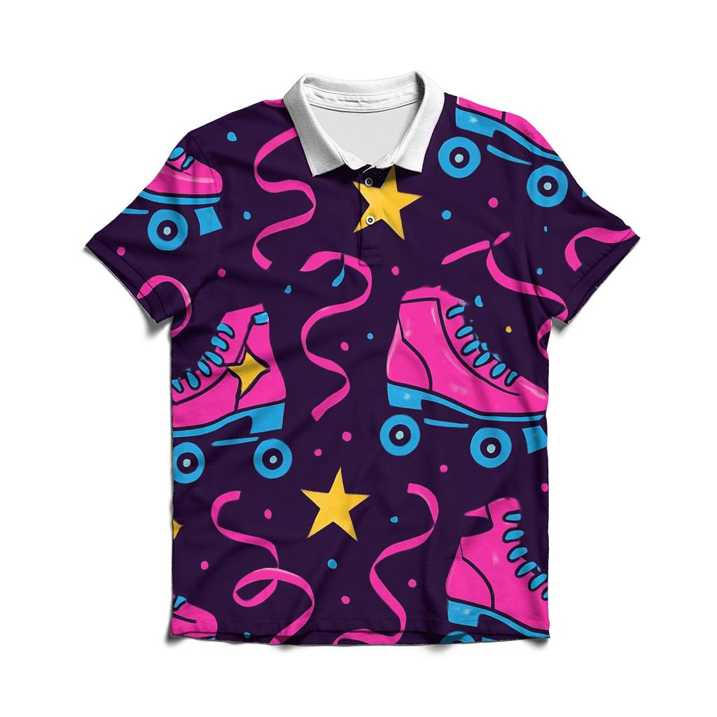 Roller Rink Neon Confetti stylish collar polo tees