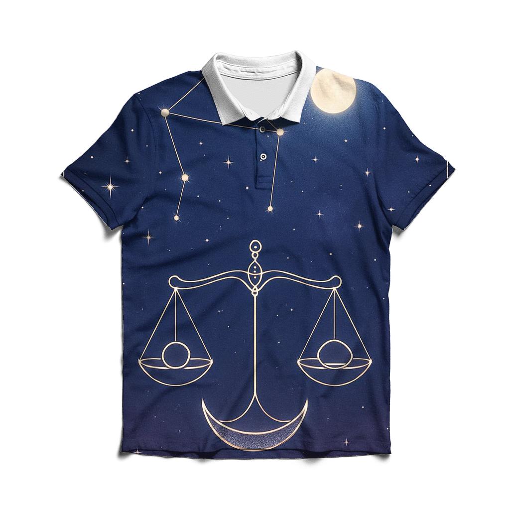 Venus Ruled Libra Moonlit Equinox Scales custom polo shirts