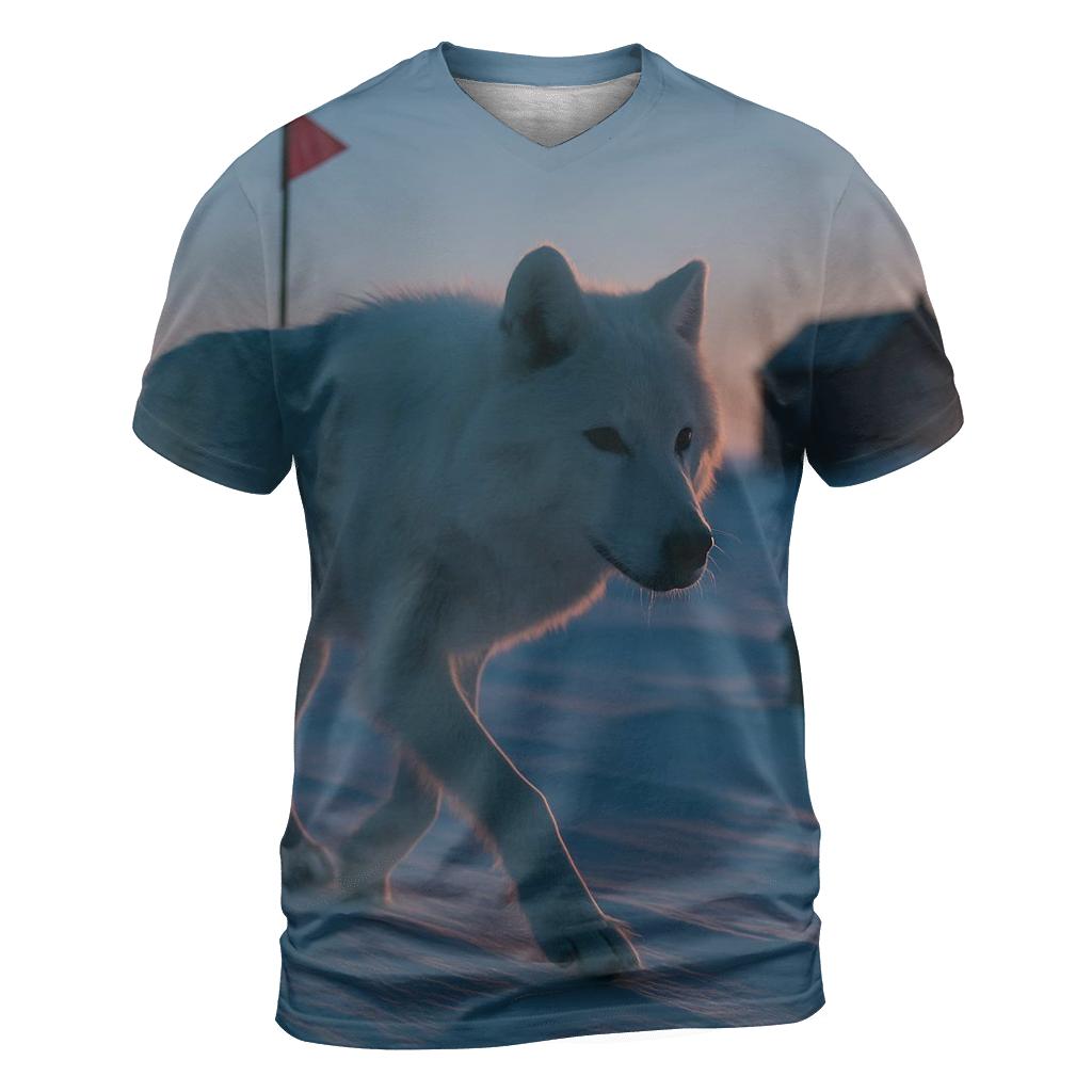 Arctic Wolf Along The Permafrost Survey Line statement graphic shirts