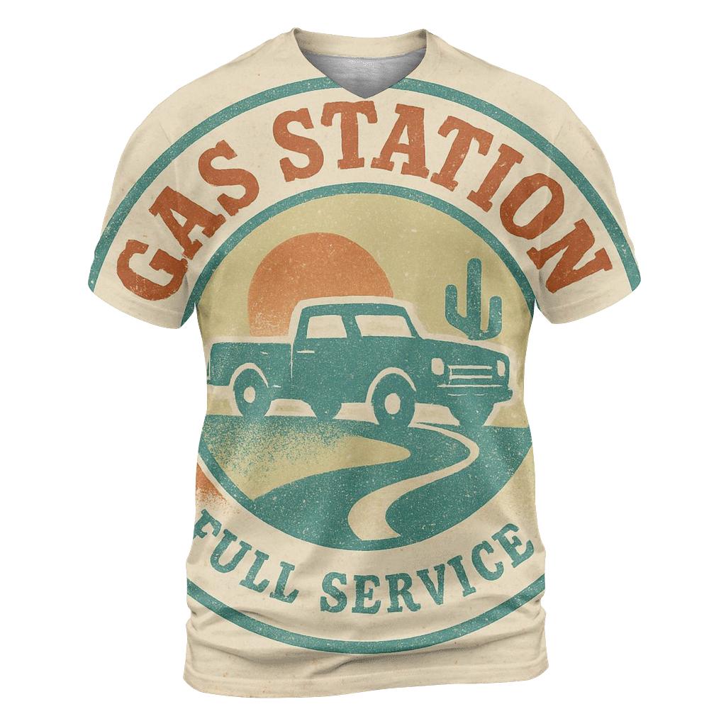 Seventies Highway Gas Stop Badge unique graphic print tees