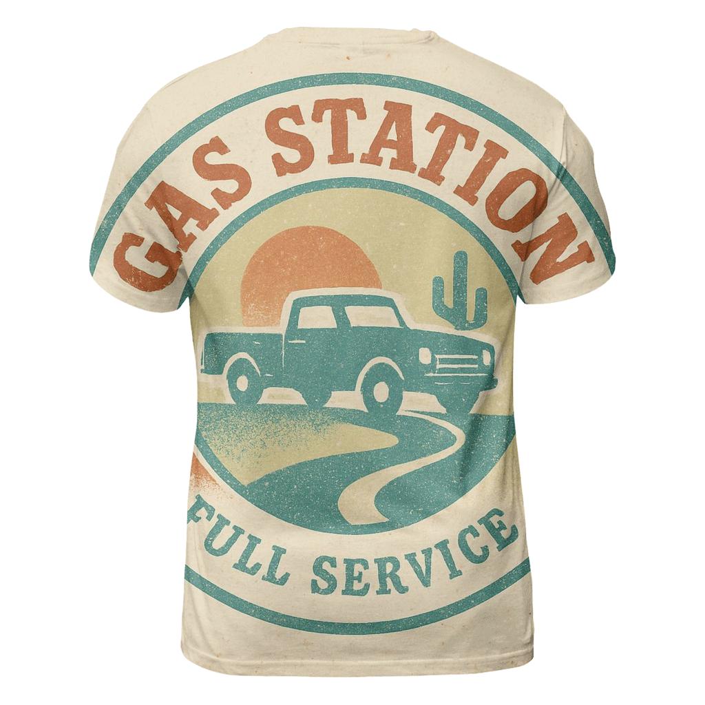 Seventies Highway Gas Stop Badge unique graphic print tees