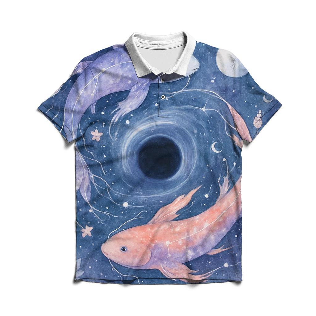 Celestial Koi Black Hole Garden personalized polo shirts