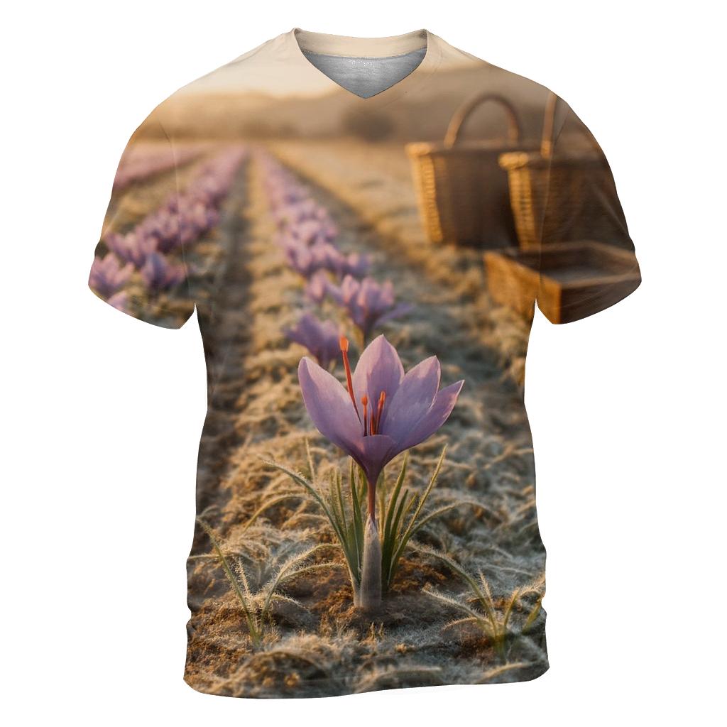 Saffron Crocus Rows After Dawn Frost unique graphic print tees