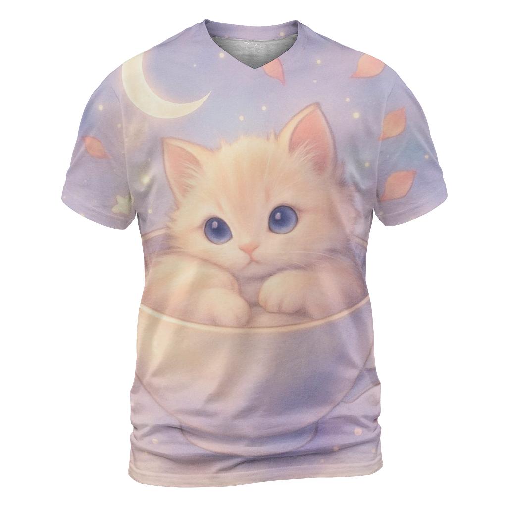 Moonlit Teacup Kitten Reverie custom all-over print shirts