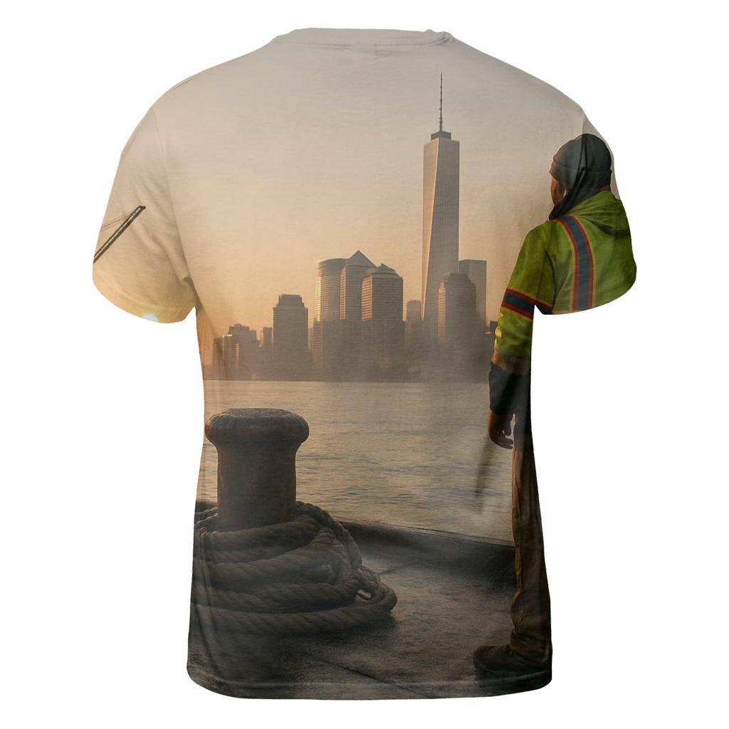 Working Waterfront Sunrise With Lower Manhattan trendy printed shirt styles
