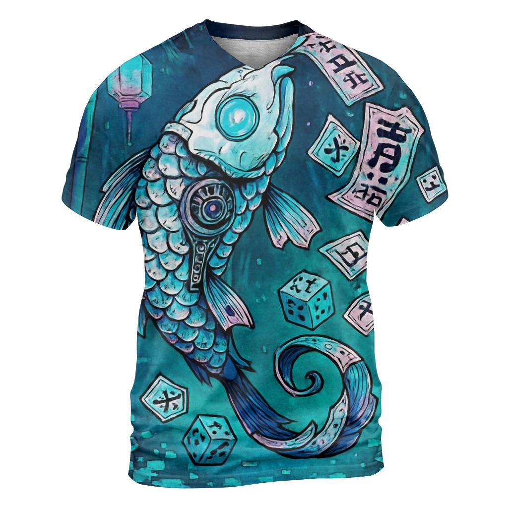 Clockwork Koi Of The Sideways River statement graphic shirts