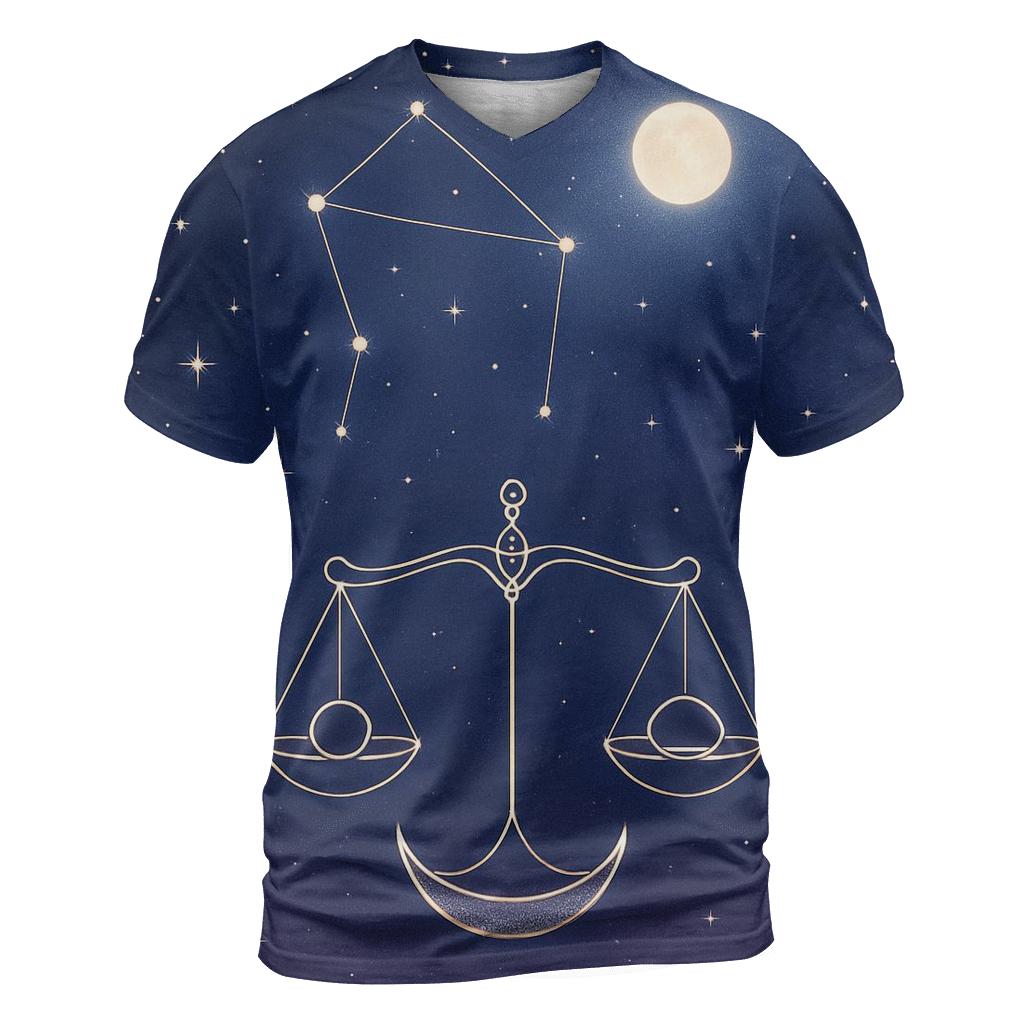 Venus Ruled Libra Moonlit Equinox Scales artistic all-over print tops