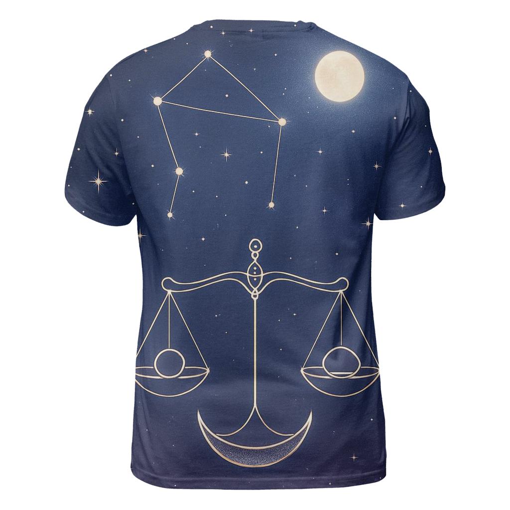 Venus Ruled Libra Moonlit Equinox Scales artistic all-over print tops