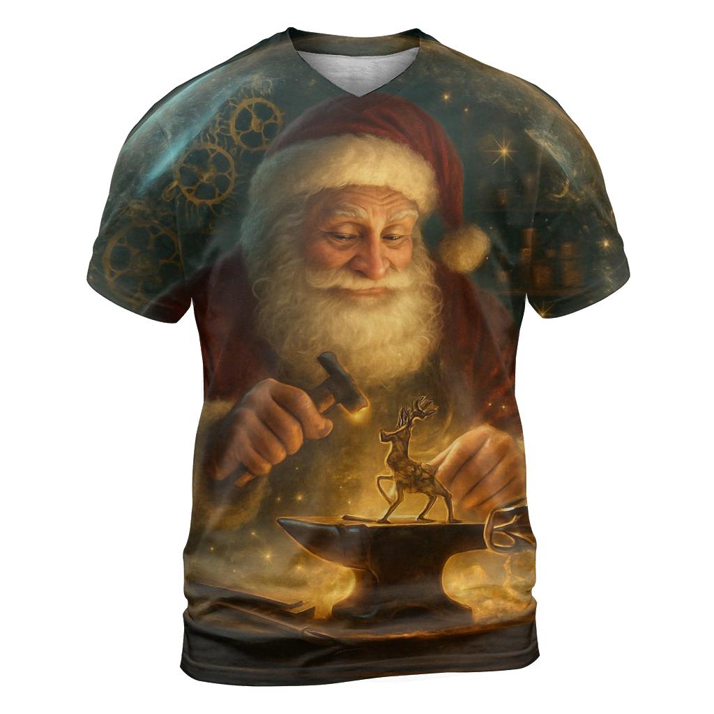 Clockwork Workshop Santa In A Snow Globe Forge creative print fashion shirts