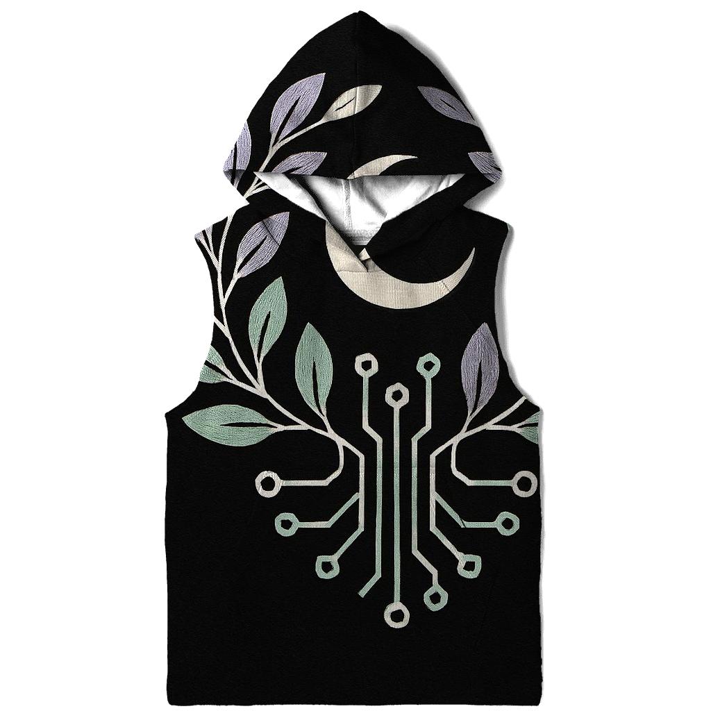 Moonlit Botanical Circuit Emblem designer hoodies