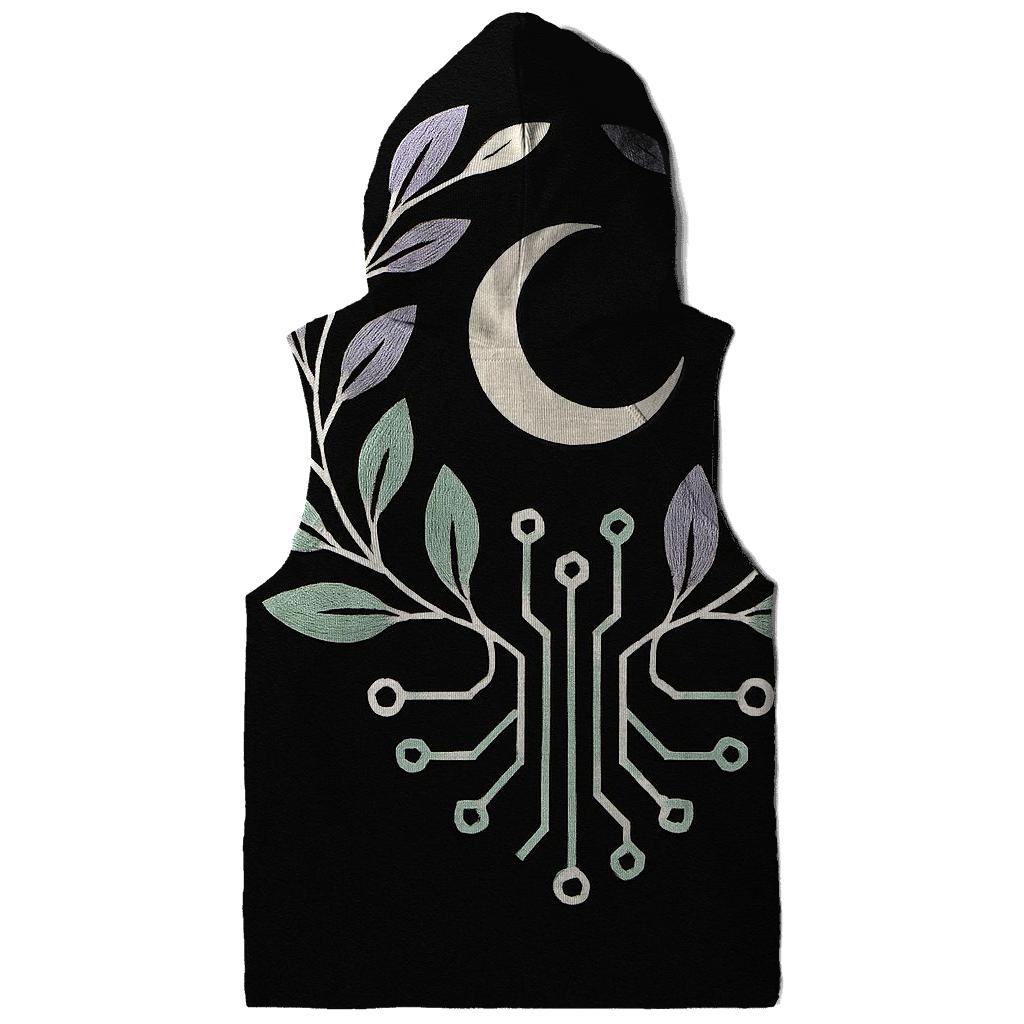 Moonlit Botanical Circuit Emblem designer hoodies