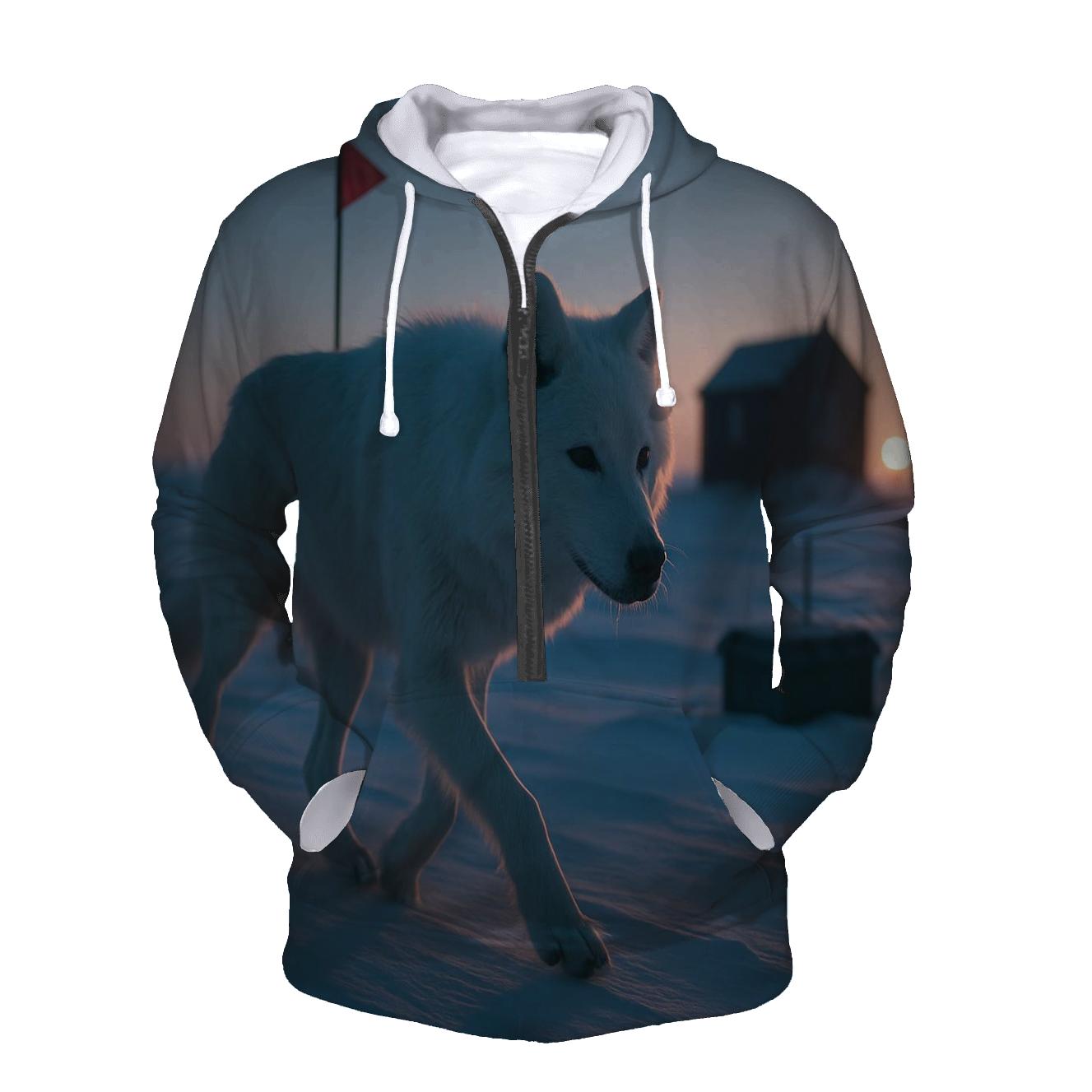 Arctic Wolf Along The Permafrost Survey Line custom hoodies