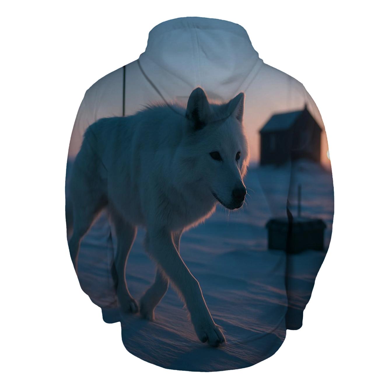 Arctic Wolf Along The Permafrost Survey Line custom hoodies