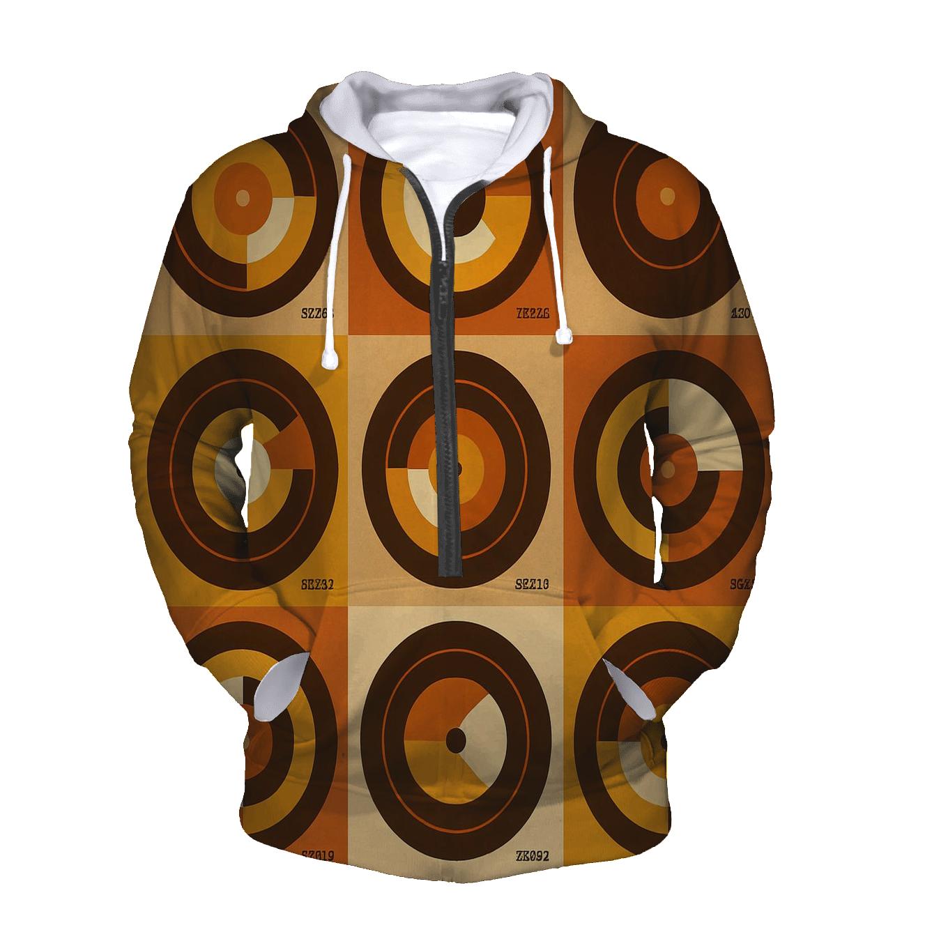 Vinyl Record Label Geometry zip-up hoodies