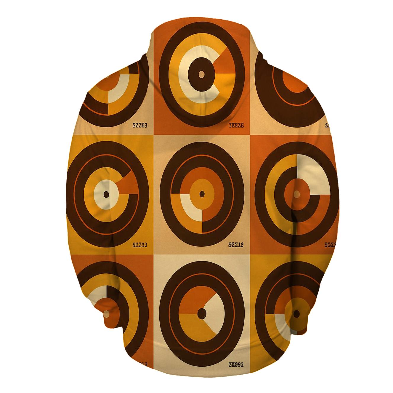 Vinyl Record Label Geometry zip-up hoodies