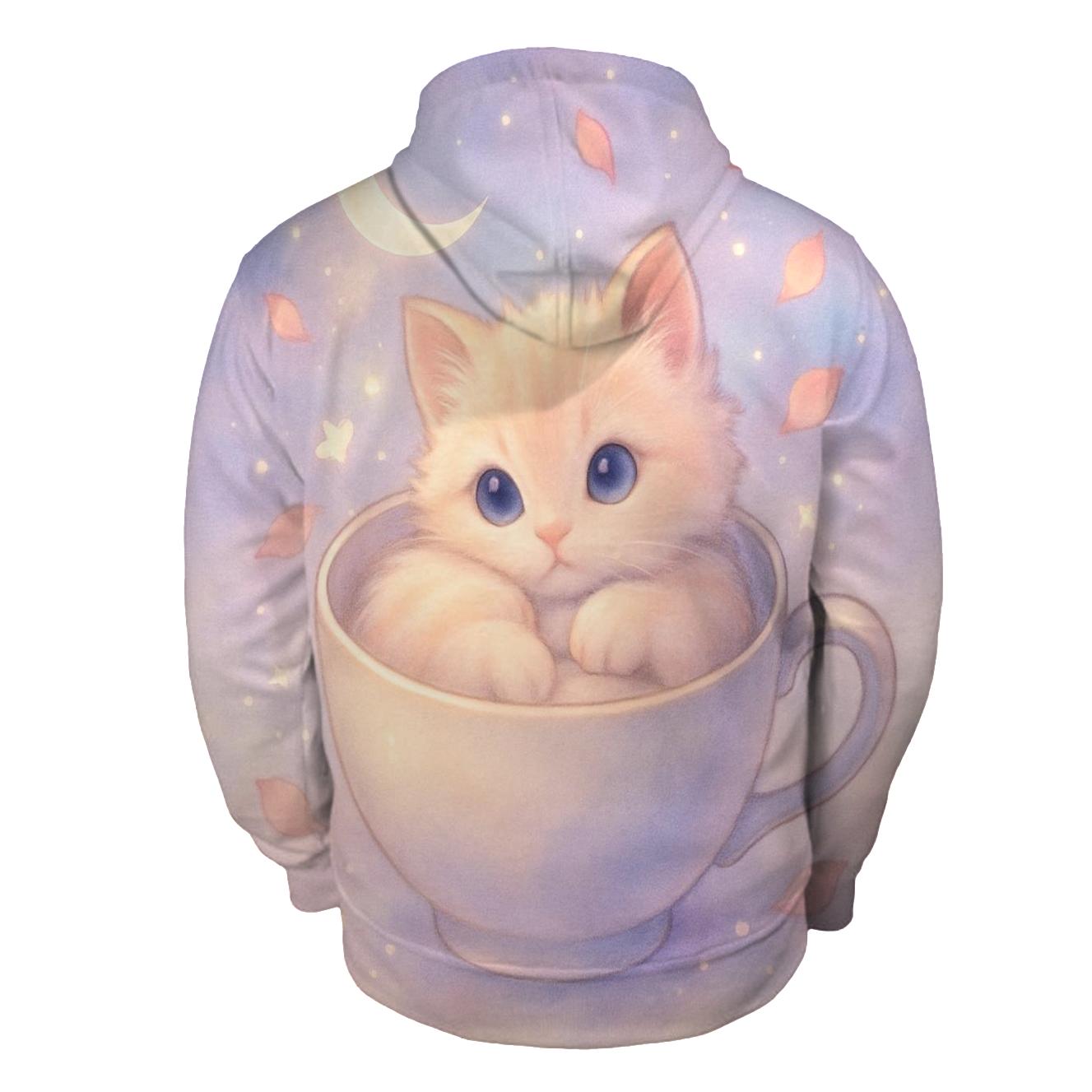Moonlit Teacup Kitten Reverie hoodie designs
