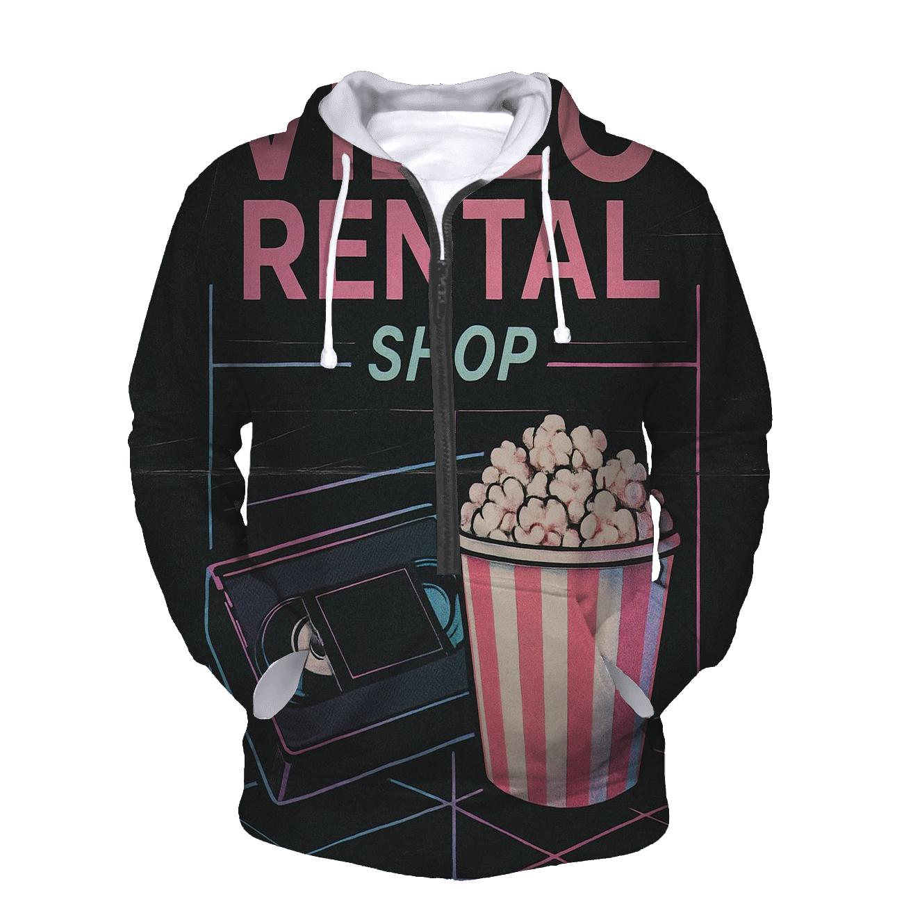 Eighties Video Rental Weekend Poster zip-up hoodies