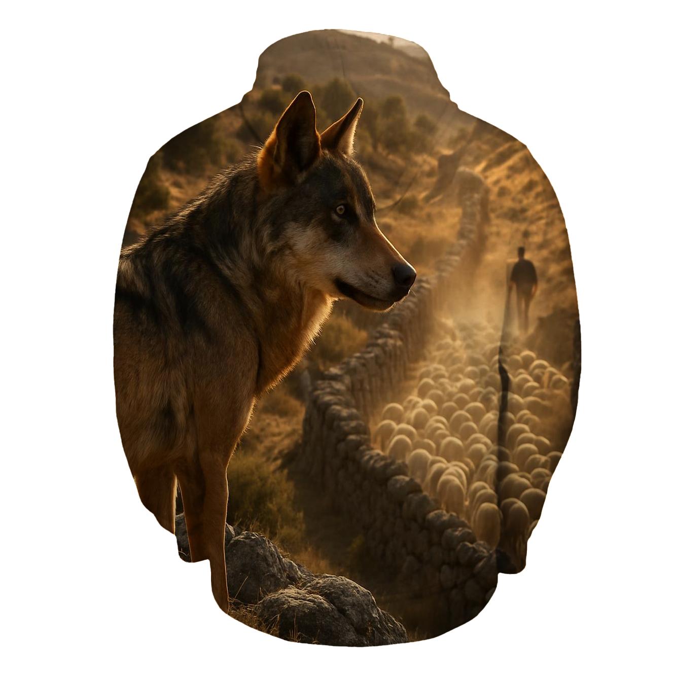 Iberian Wolf At The Transhumance Crossing zip-up hoodies