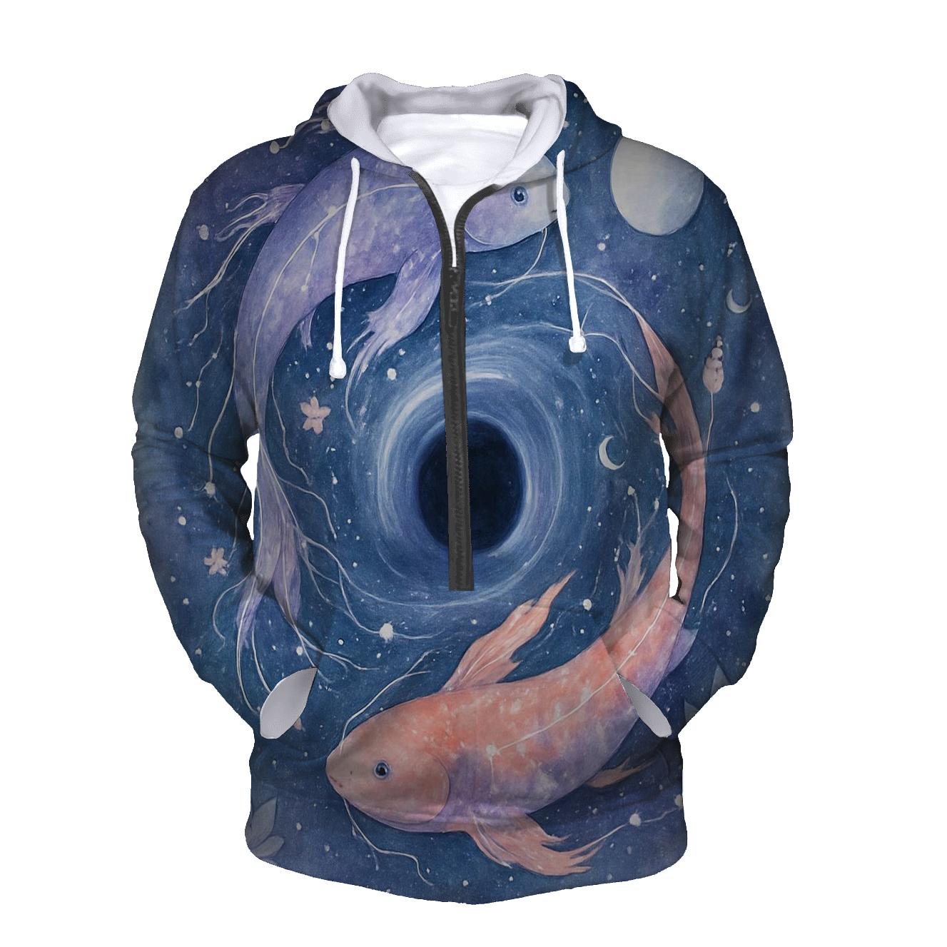 Celestial Koi Black Hole Garden pullover hoodies