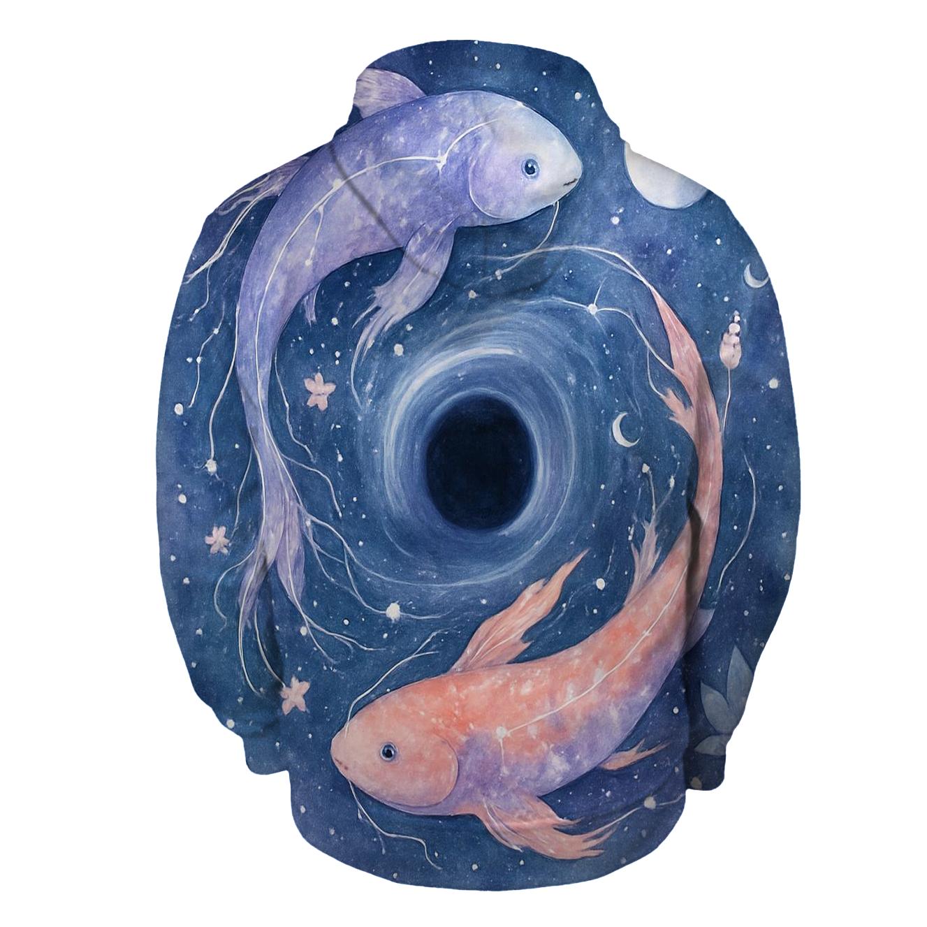 Celestial Koi Black Hole Garden pullover hoodies