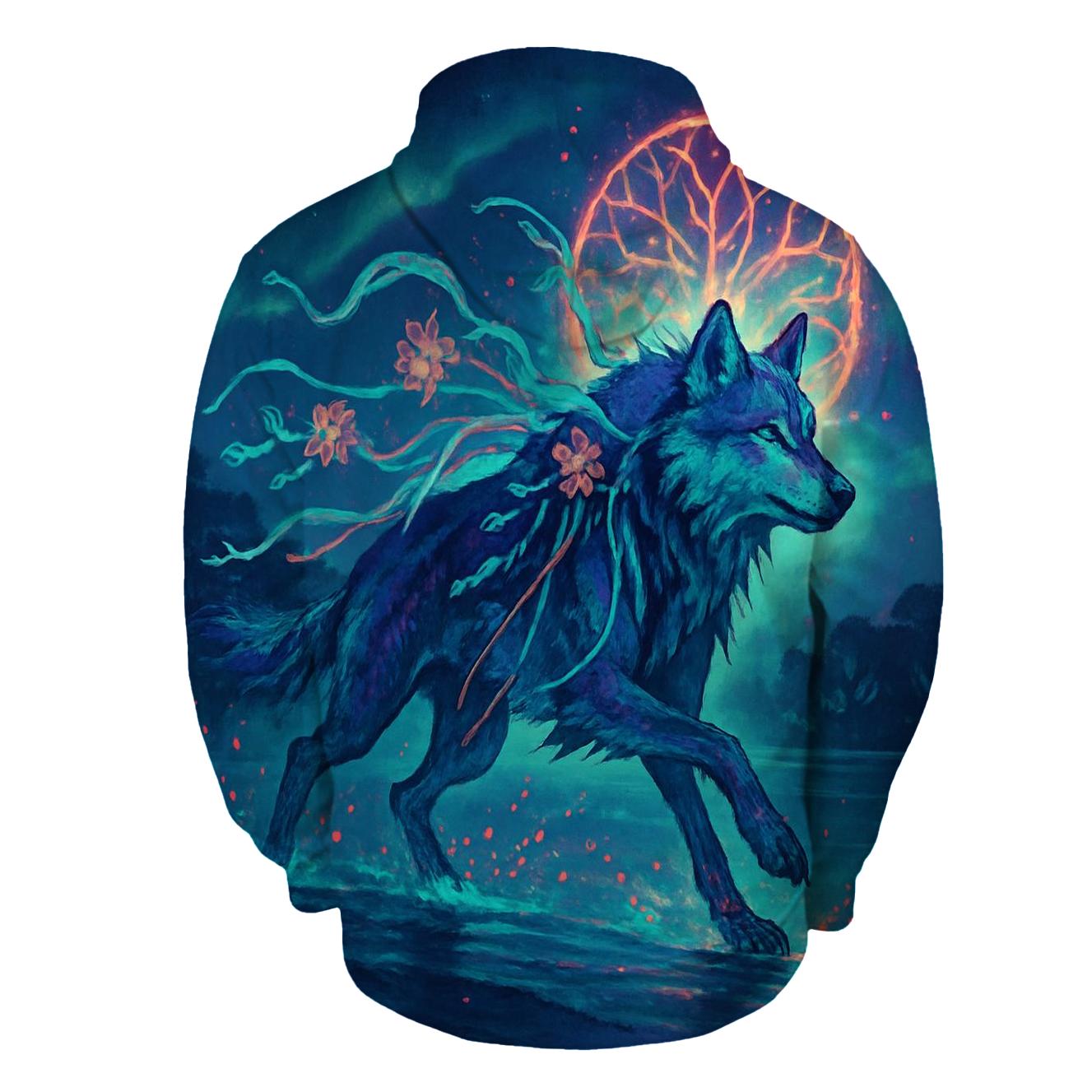 Tideforest Aurora Wolf Runner embroidered hoodies