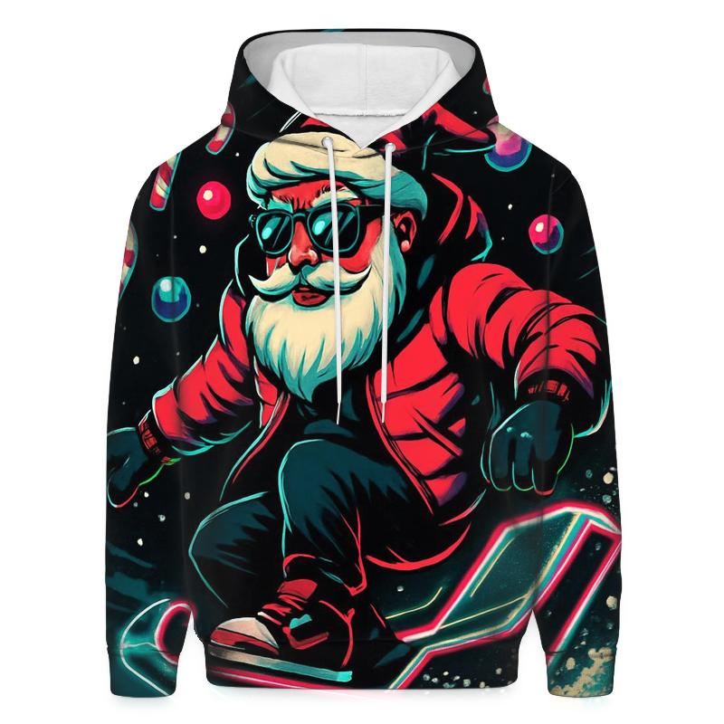 Neon Sleigh Night Rider Santa designer hoodies