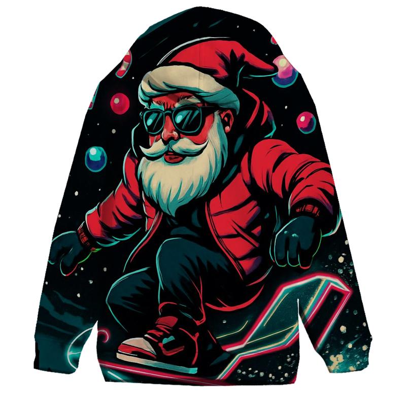 Neon Sleigh Night Rider Santa designer hoodies