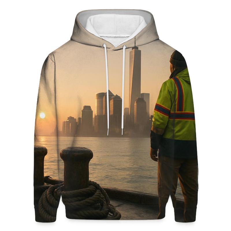 Working Waterfront Sunrise With Lower Manhattan zip-up hoodies