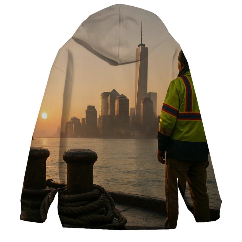Working Waterfront Sunrise With Lower Manhattan zip-up hoodies