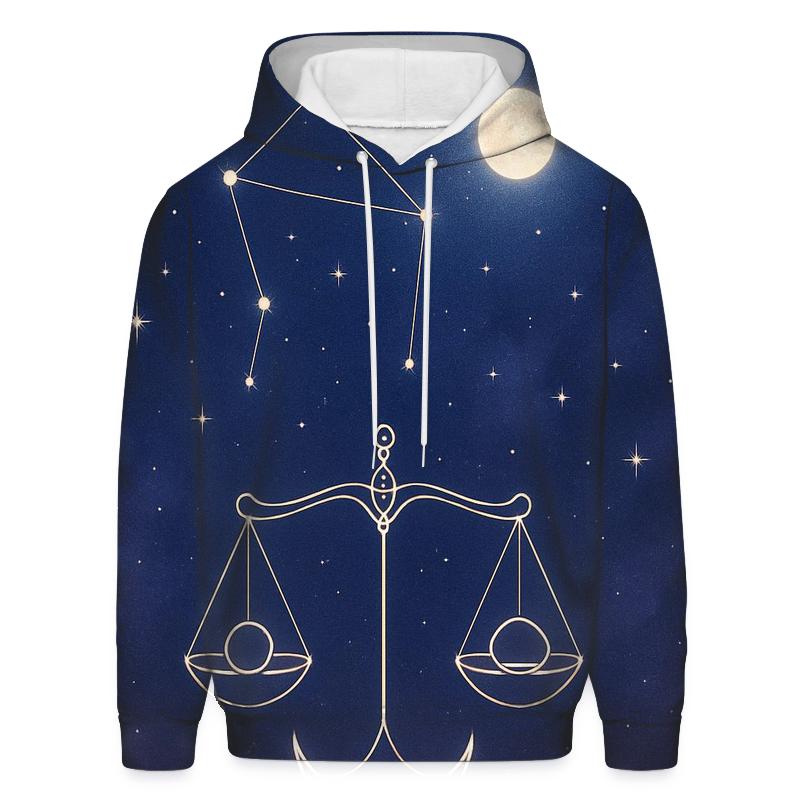 Venus Ruled Libra Moonlit Equinox Scales printed hoodies