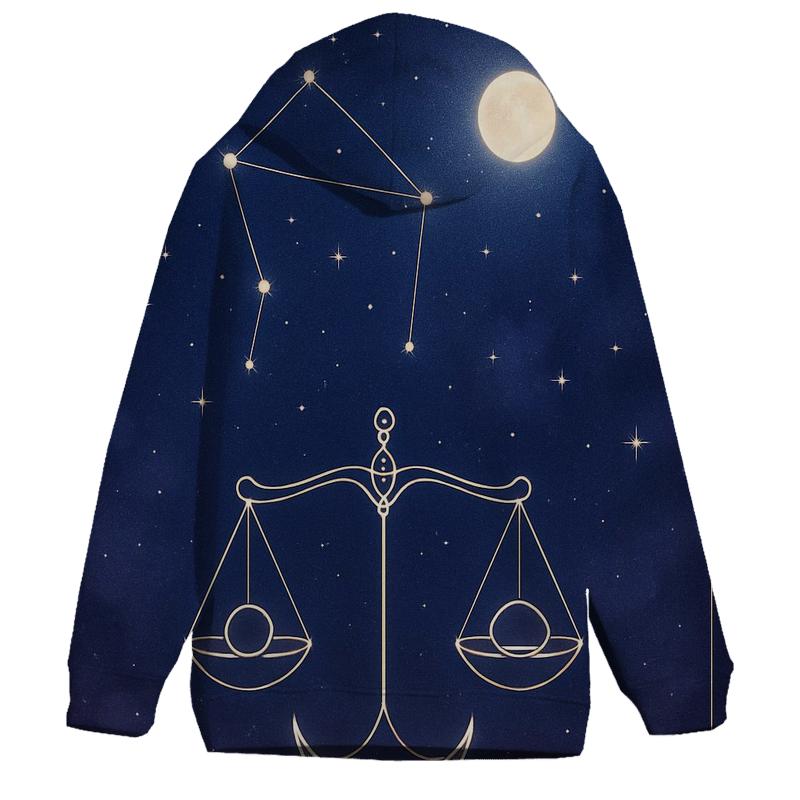 Venus Ruled Libra Moonlit Equinox Scales printed hoodies