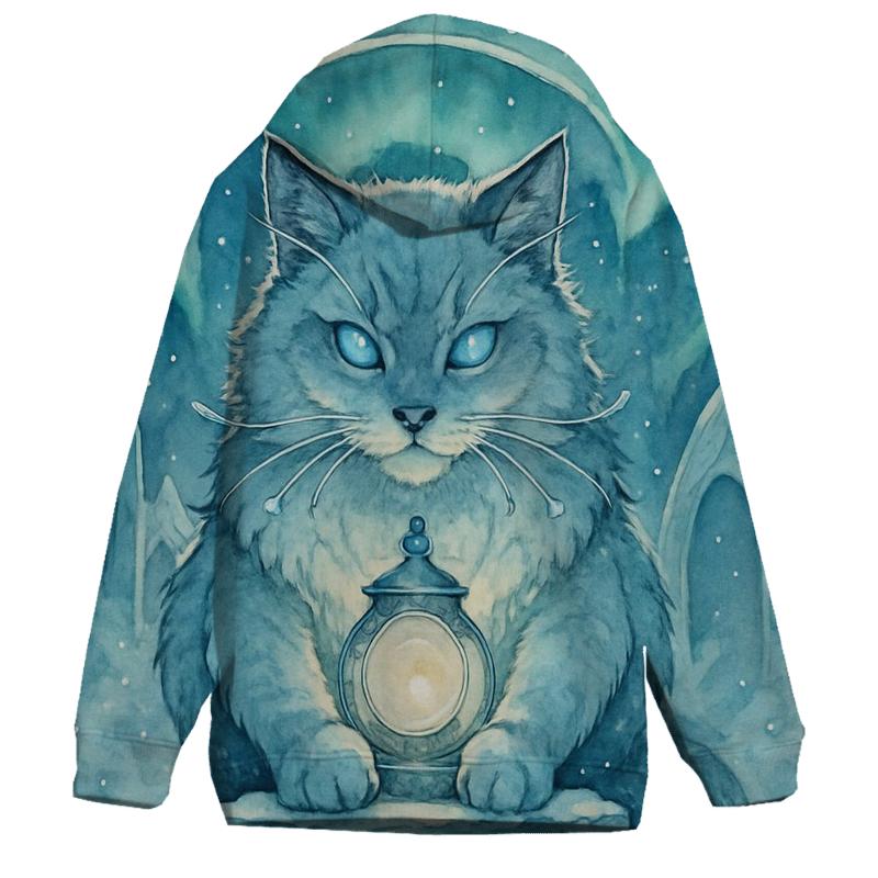 Glacier Lantern Cat Guardian designer hoodies