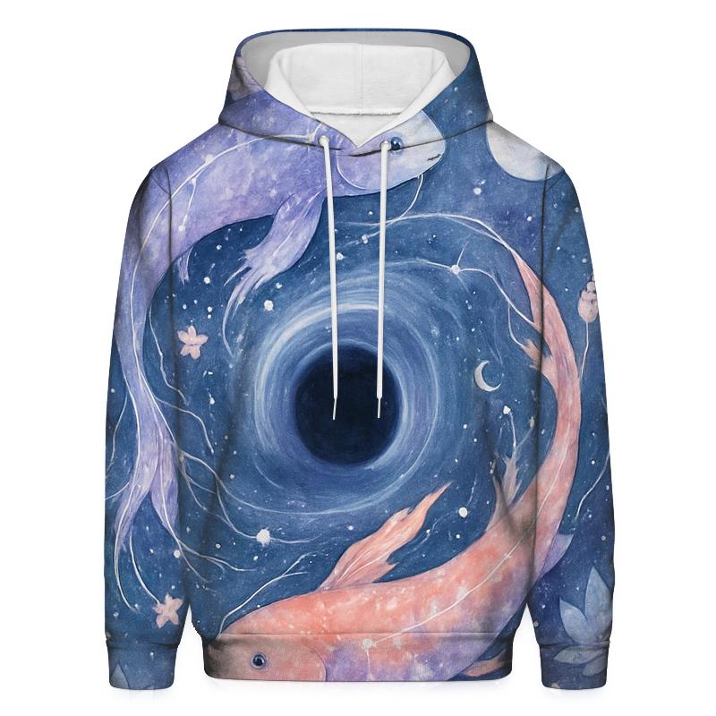 Celestial Koi Black Hole Garden heavyweight hoodies