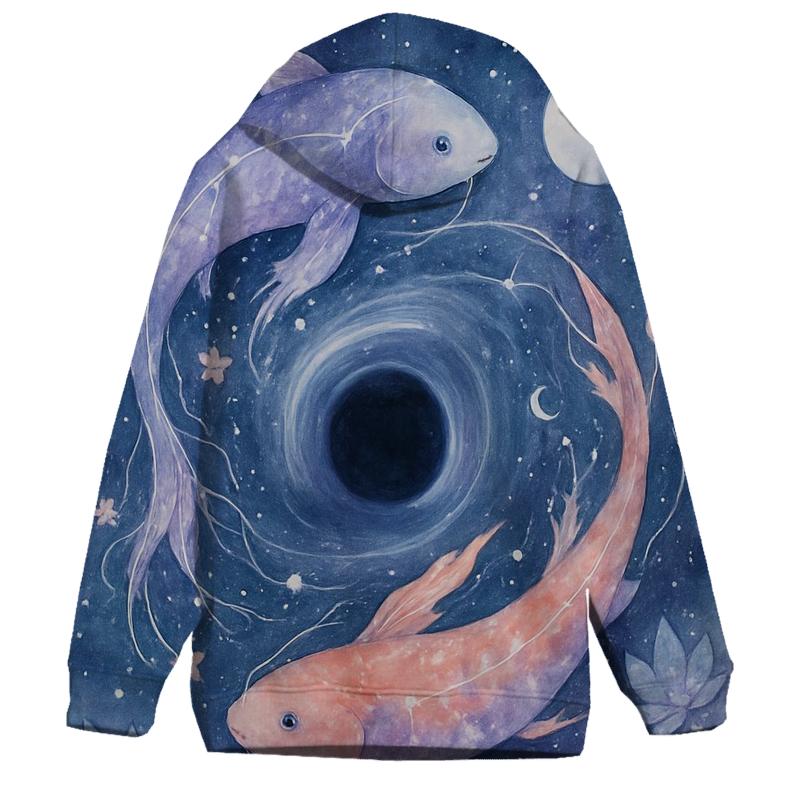 Celestial Koi Black Hole Garden heavyweight hoodies