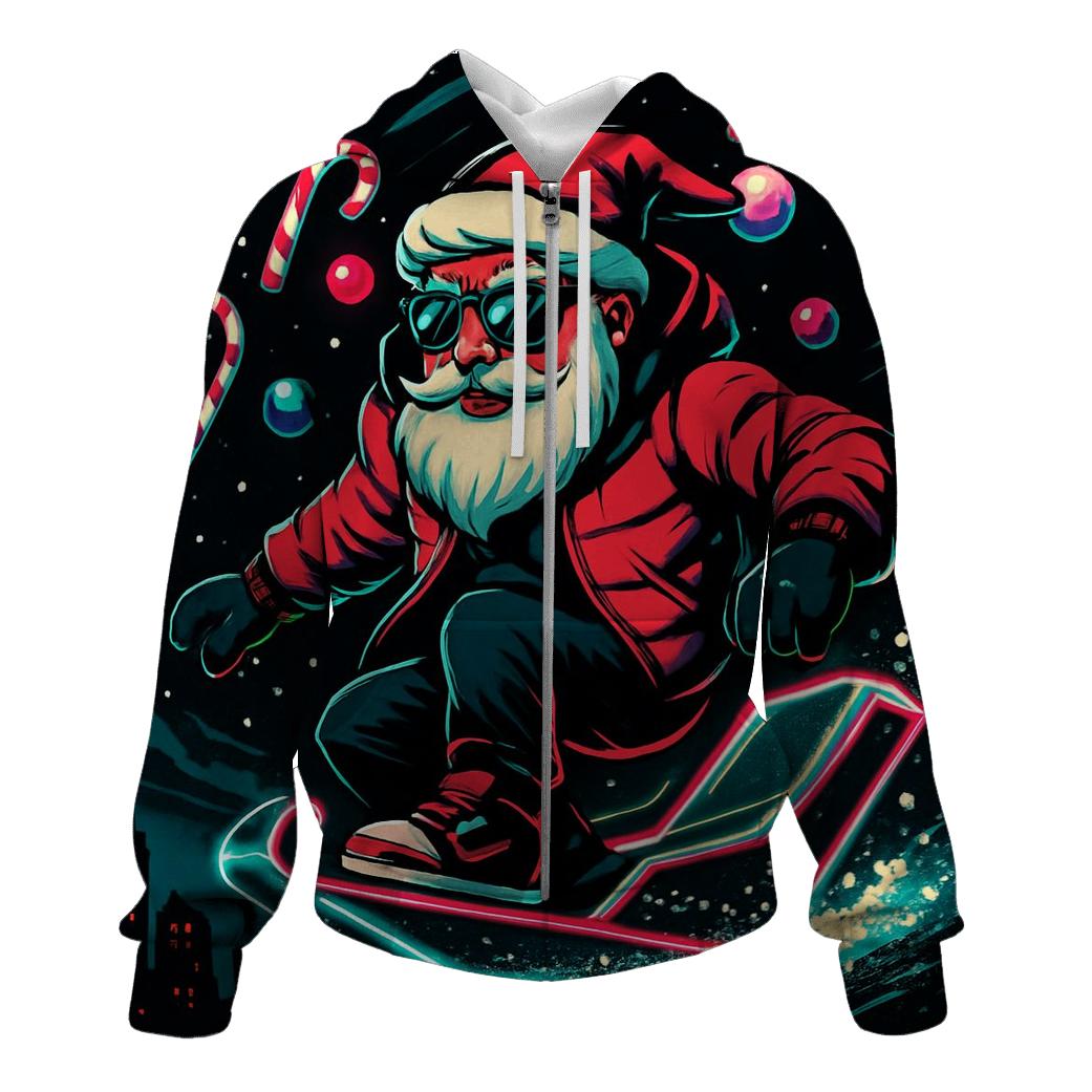 Neon Sleigh Night Rider Santa hoodies fashion