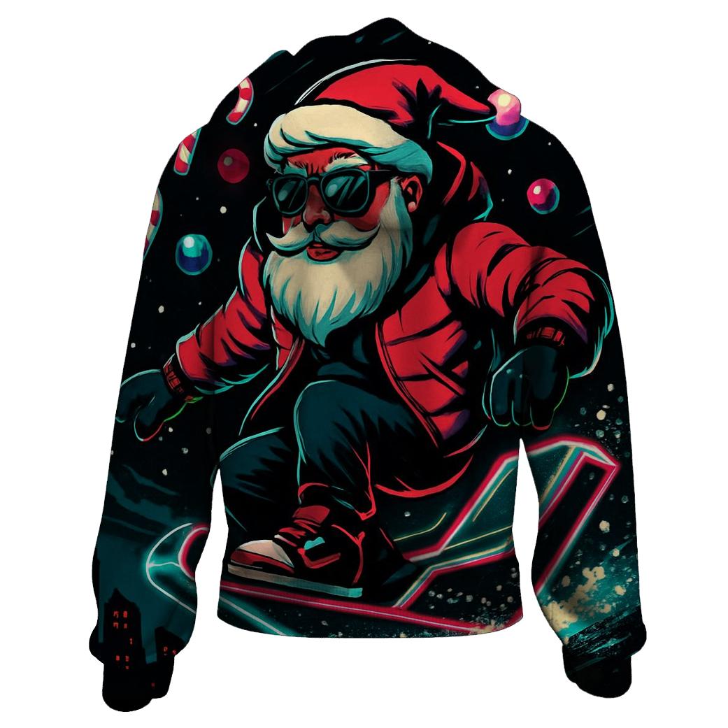 Neon Sleigh Night Rider Santa hoodies fashion