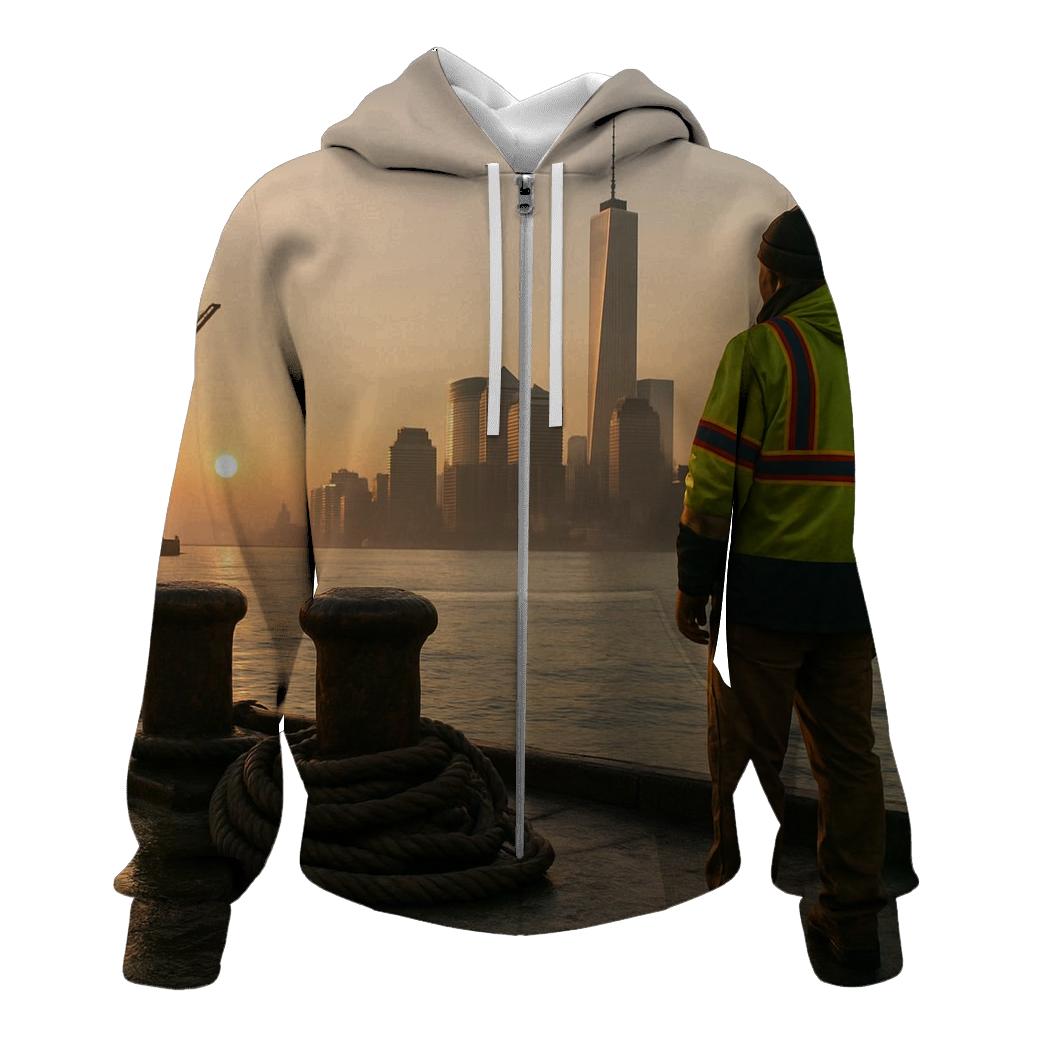 Working Waterfront Sunrise With Lower Manhattan custom hoodies