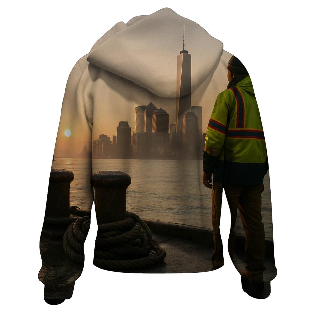 Working Waterfront Sunrise With Lower Manhattan custom hoodies