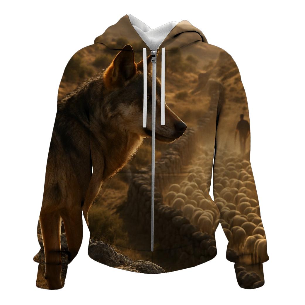 Iberian Wolf At The Transhumance Crossing pullover hoodies