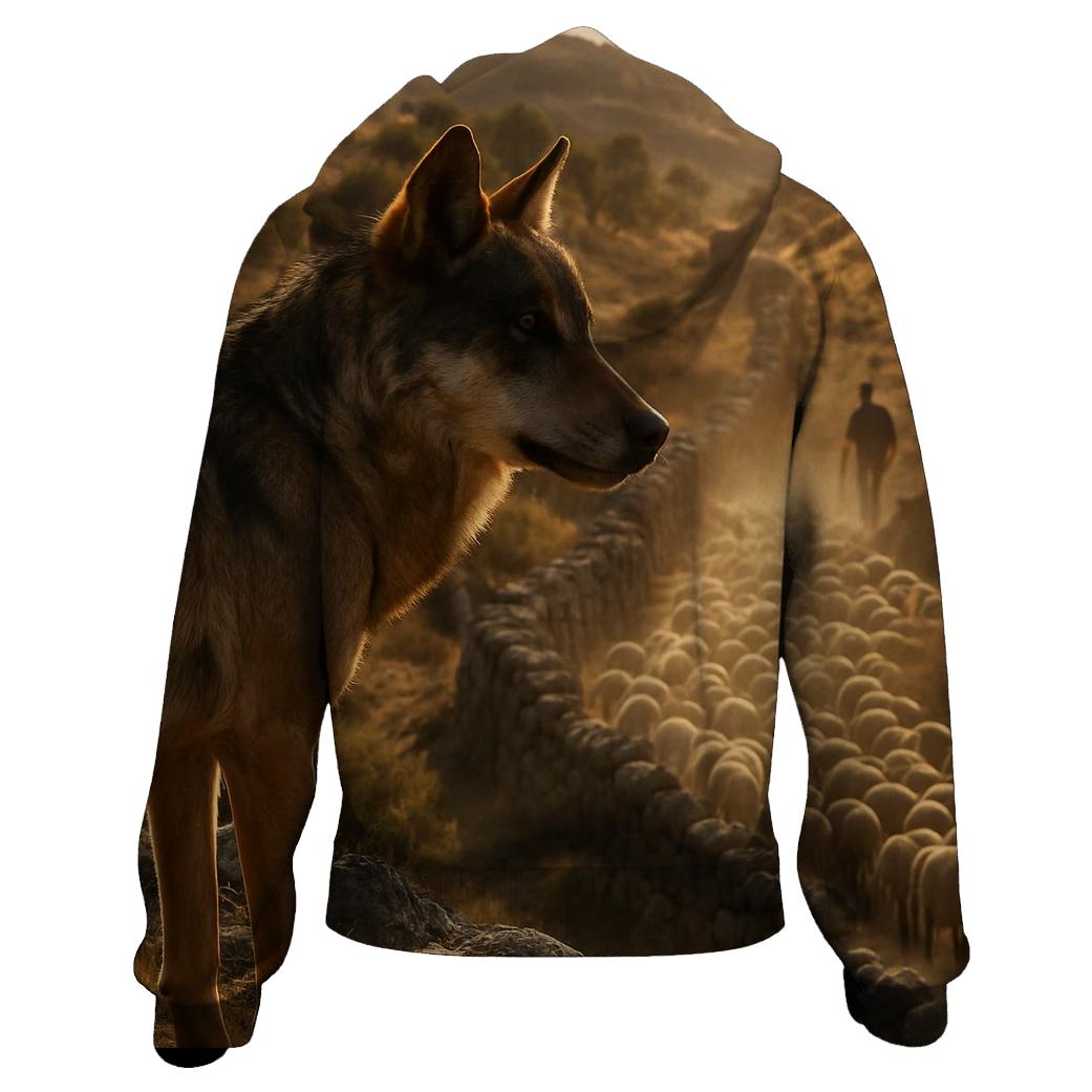 Iberian Wolf At The Transhumance Crossing pullover hoodies
