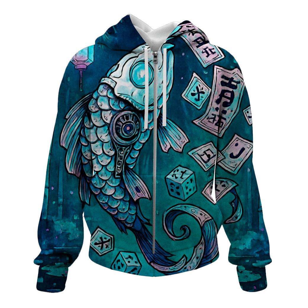 Clockwork Koi Of The Sideways River premium hoodies