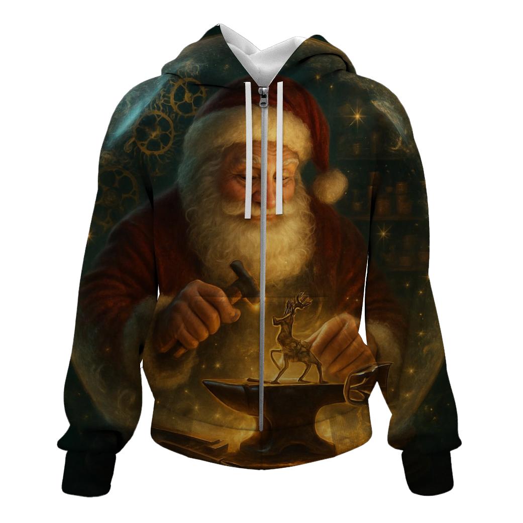 Clockwork Workshop Santa In A Snow Globe Forge embroidered hoodies