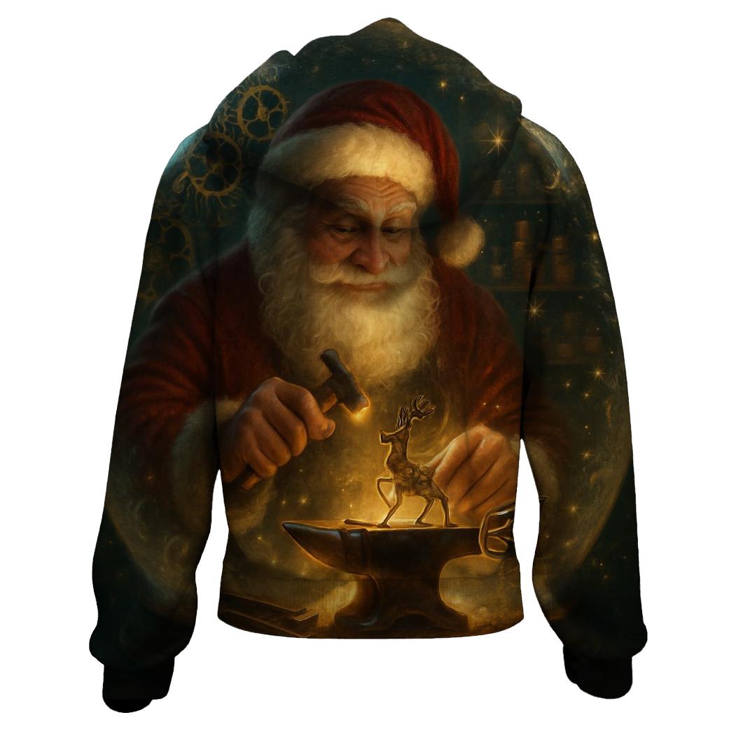 Clockwork Workshop Santa In A Snow Globe Forge embroidered hoodies