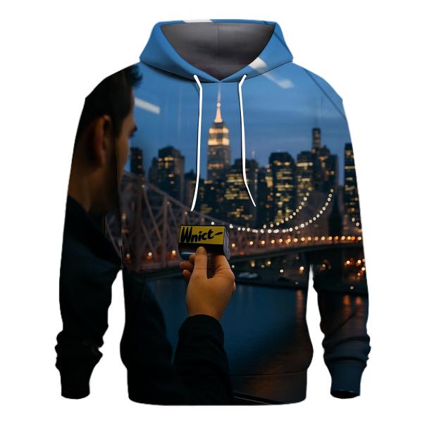 Blue Hour Tram Window Over Midtown graphic hoodies