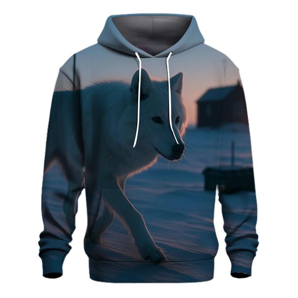 Arctic Wolf Along The Permafrost Survey Line heavyweight hoodies