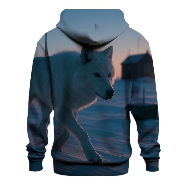 Arctic Wolf Along The Permafrost Survey Line heavyweight hoodies