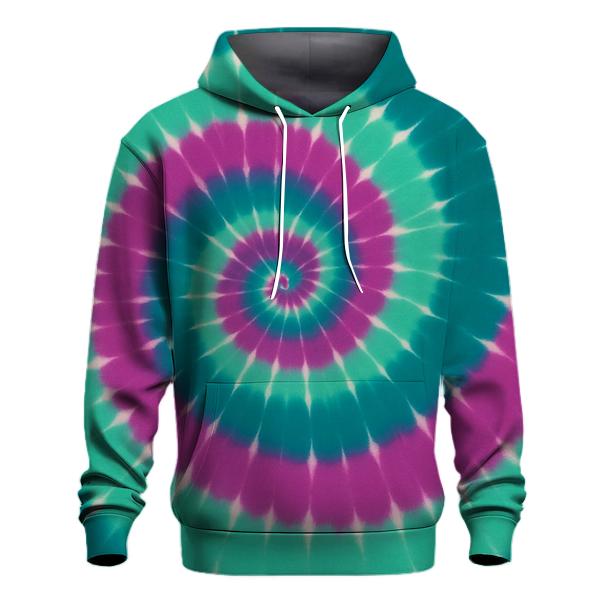 Aurora Spiral Overdye Whirlpool printed hoodies