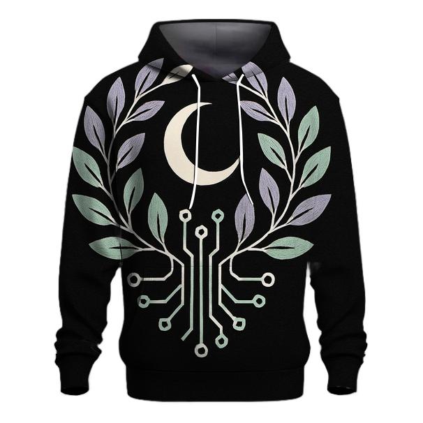 Moonlit Botanical Circuit Emblem hoodie trends