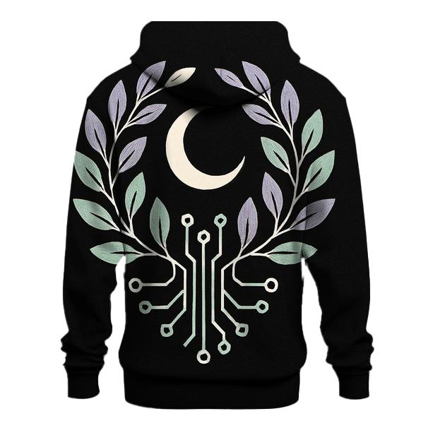 Moonlit Botanical Circuit Emblem hoodie trends